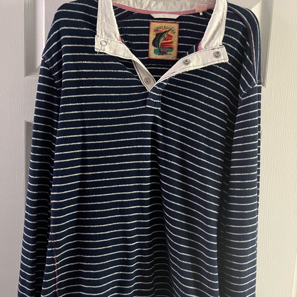 Tommy Bahama Isidro Button Mock Sweater Mens XL Embroidered Marlin Blue Knit